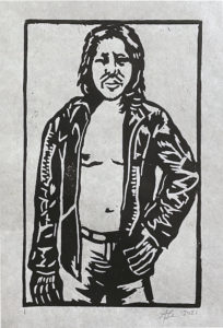 Full Leather Jacket linocut print #1