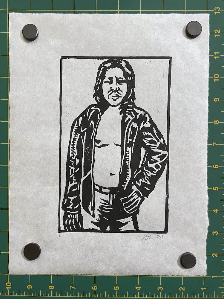 Full Leather Jacket linocut print #1