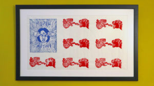 Model Mutiny Flag I (2021) framed linocut print by Anthony Le