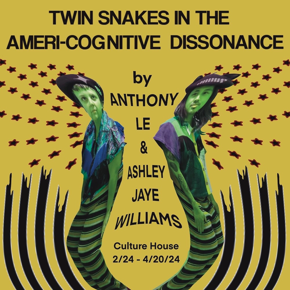 "Twin Snakes in the Ameri-Cognitive Dissonance" duo show at Culture House 2/24 - 4/20/24