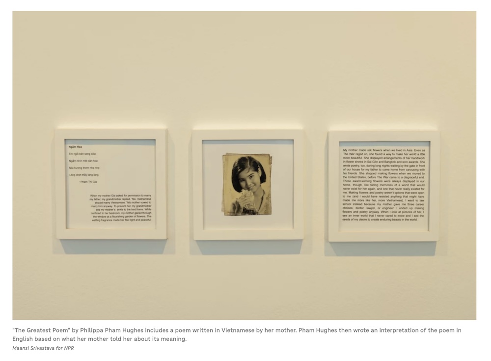 "The Greatest Poem" by Philippa Pham Hughes includes a poem written in Vietnamese by her mother. Pham Hughes then wrote an interpretation of the poem in English based on what her mother told her about its meaning. Photo by Maansi Srivastava for NPR