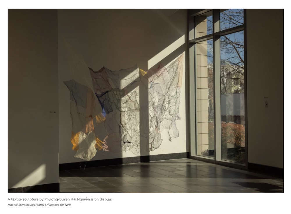 A textile sculpture by Phượng-Duyên Hải Nguyễn is on display. Photo by Maansi Srivastava for NPR