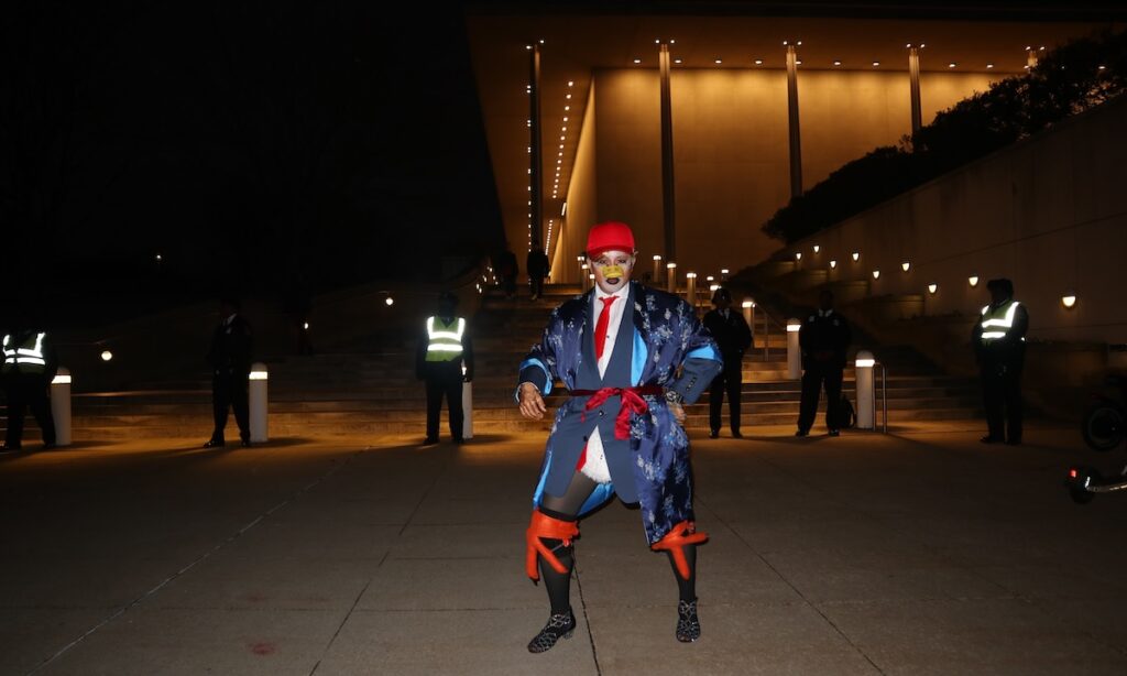 "Donald" performance in front of the Kennedy Center at Hands Off The Arts protest on March 6, 2026 | Photo by Ashley Jaye Williams