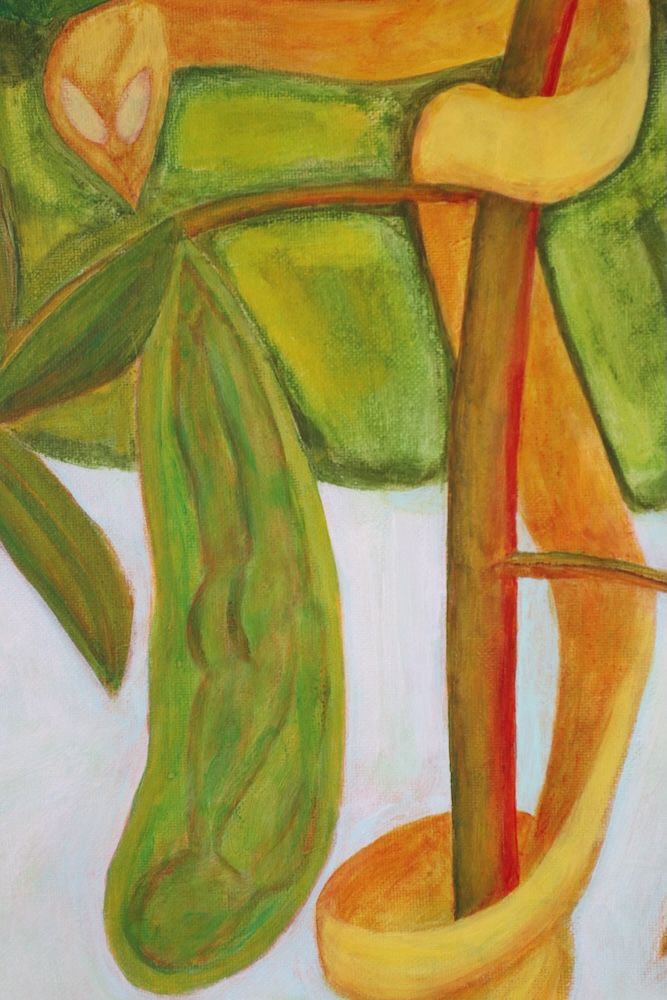 Detail of "Hang On Chrys" (2026) painting by Anthony Le